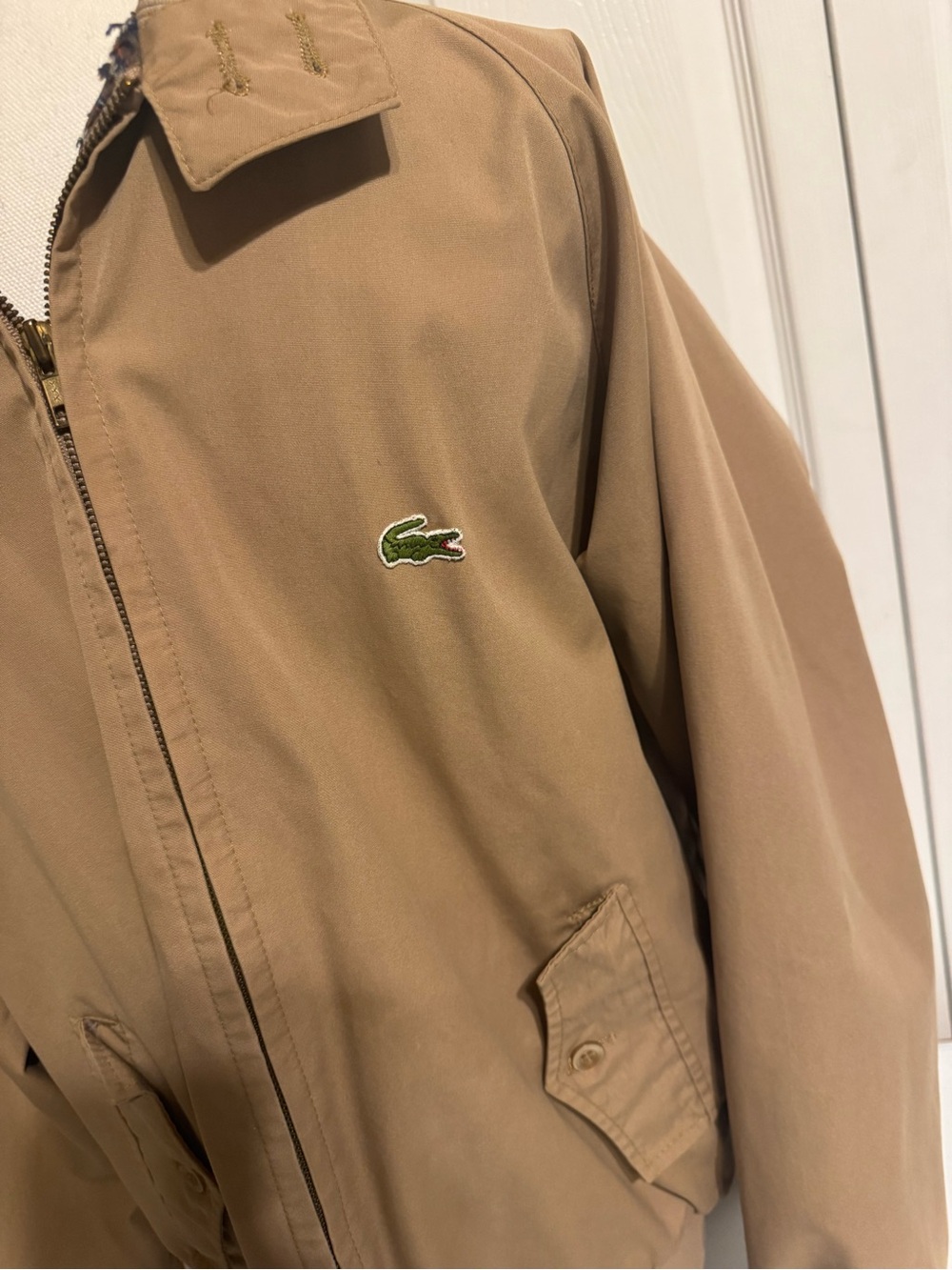 Lacoste Men's Beige Zip front Large retro jacket 80’s